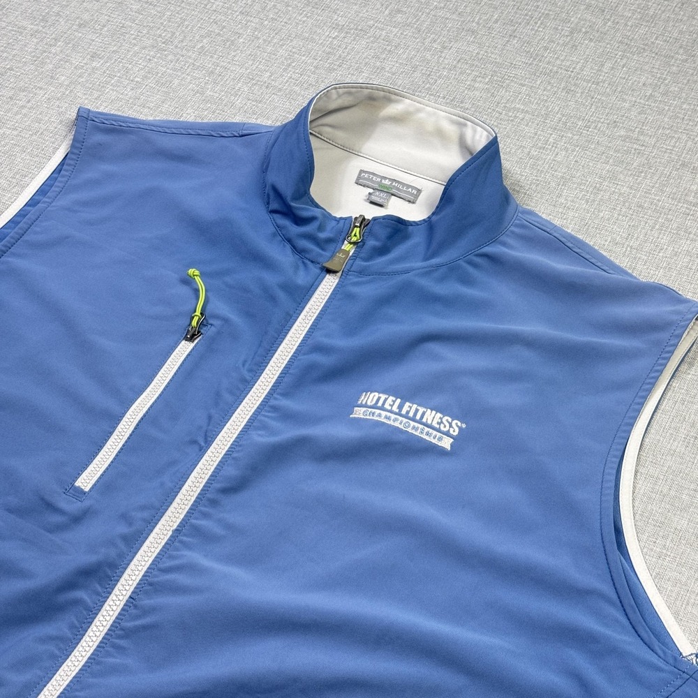 Peter Millar Wind Golf Vest Mens 2XL Blue‎ Full Zip Soft Shell Wind-Resistant